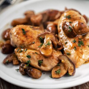 Grilled Chicken breast with mush sause